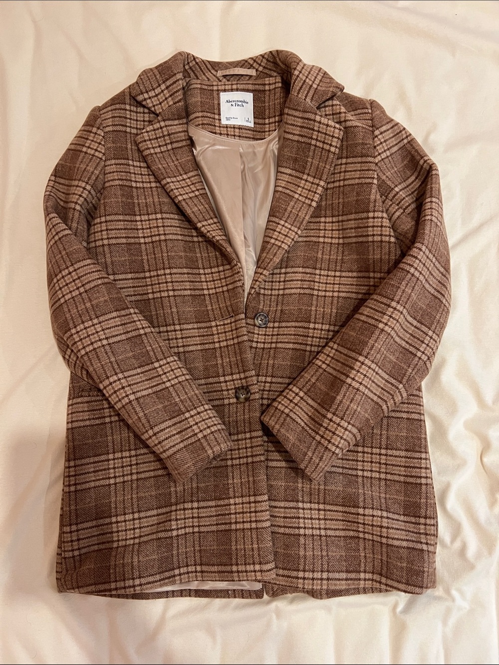 Abercrombie & Fitch Brown Plaid Women’s Wool-Blend Blazer